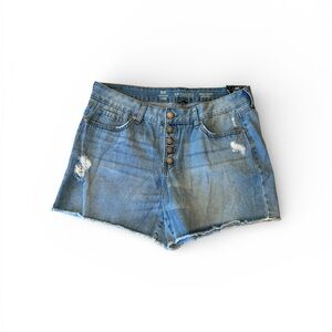Sound/Style Hope High Rise Denim Jean Shorts Size 14 Button Fly Distressed